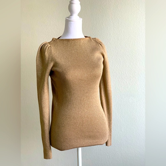 Lauren Ralph Lauren Sweaters - NWOT Lauren Ralph Lauren Metallic Puffed Sleeve Sweater in Gold sz SP